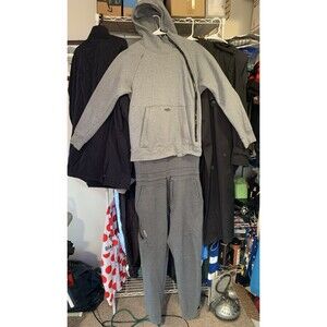 Tuxy Vibe Suit Gray/Gray One-Piece Sweatsuit Hoodie w/Lounge Pants Binge Wear L
